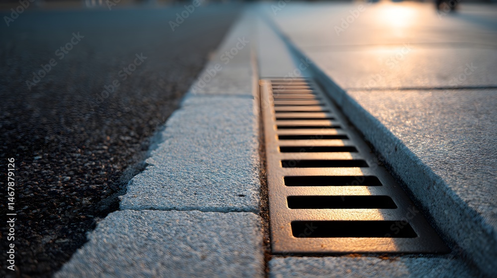 Obraz premium Textured Composite Drainage System with Grey Tar Accents – Immersive Visual for Sustainable Urban Design and Digital Wellness Branding
