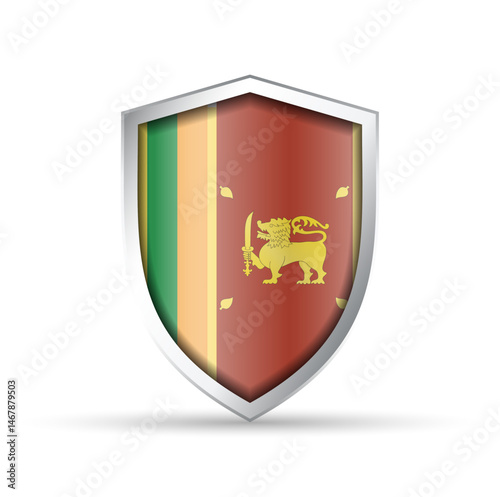 Sri Lanka Flag Glossy Shield Icon