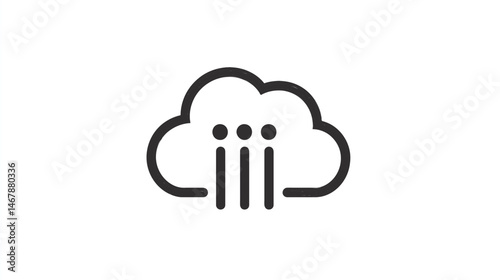 Minimalist Cloud Icon with Data Sync Lines for Technology and Network Storage Design