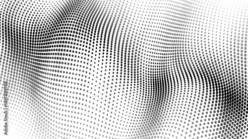 Futuristic wave of black smoothly moving dots on a white background. Vector EPS10