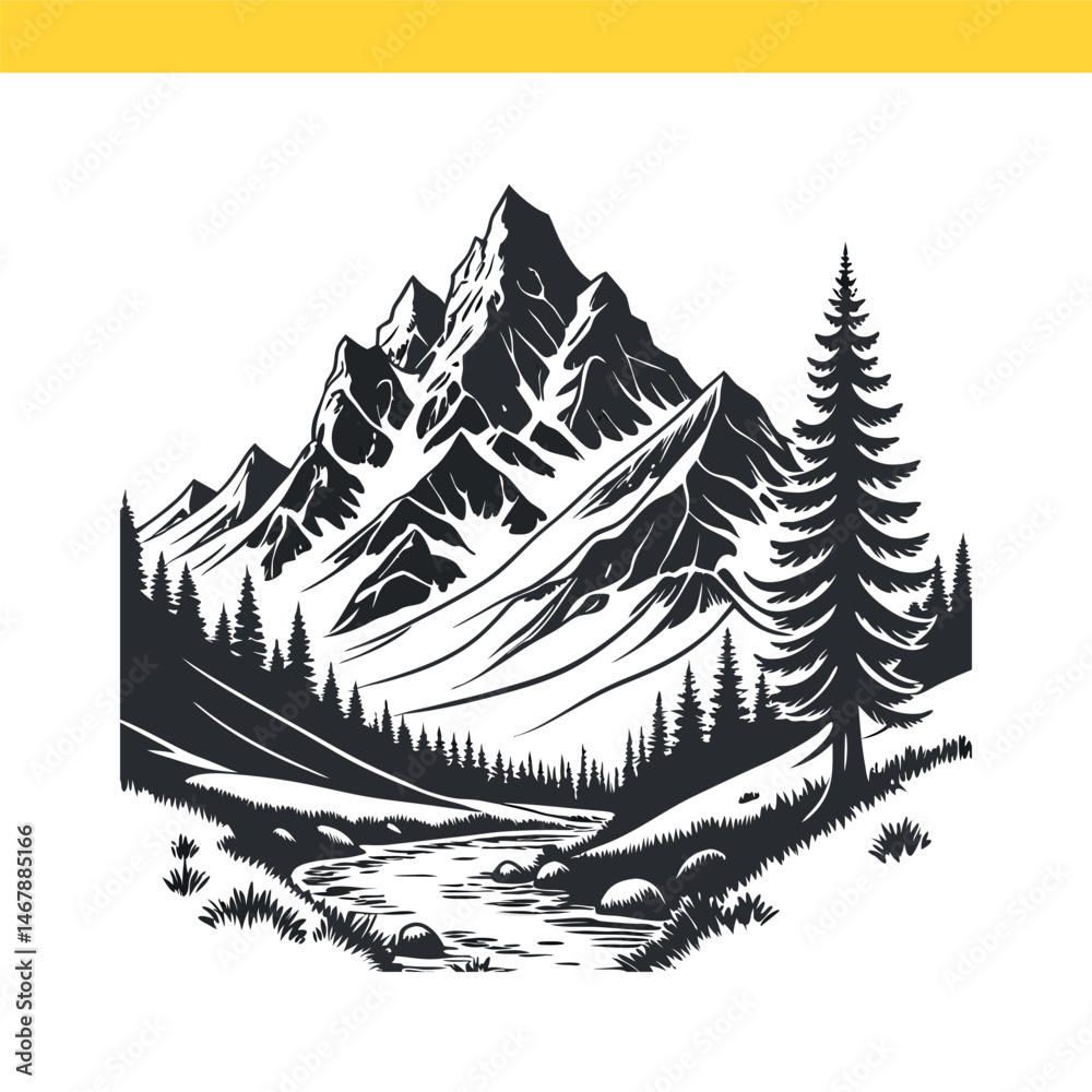 Fototapeta premium vector illustration of a mountain landscape