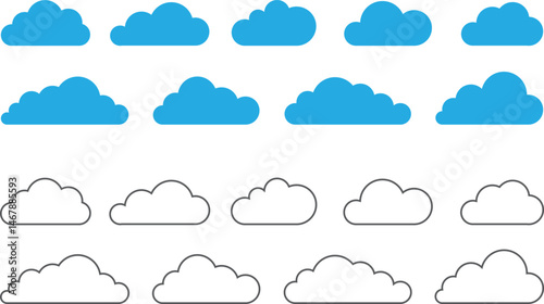 Cloud outline and filled vector sign Cloud icon.