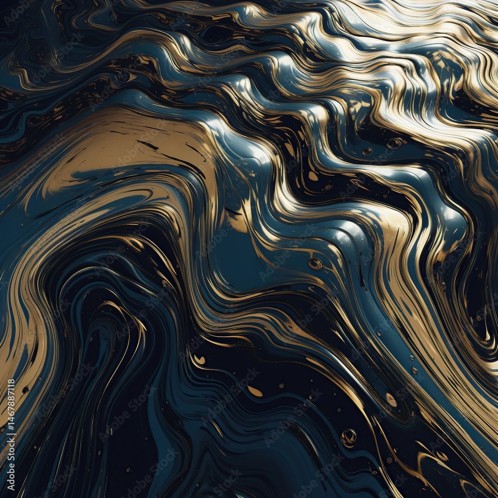 Fototapeta premium Abstract liquid gold and blue marble design