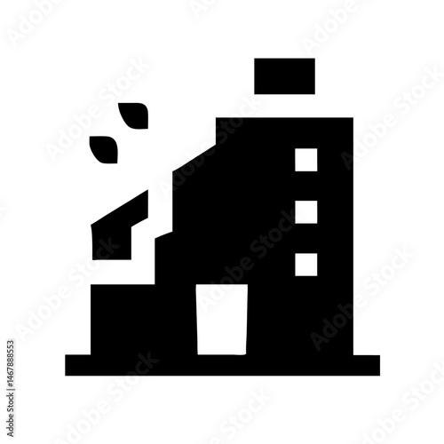 Icon of a damaged building to signify destruction or disrepair