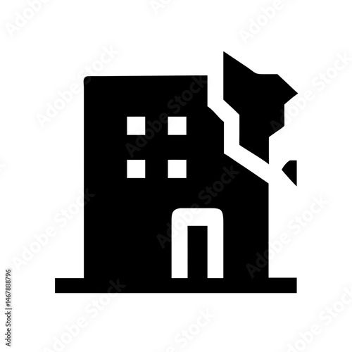 Icon of a damaged building to signify destruction or disrepair