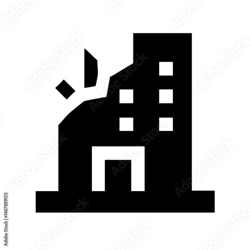 Icon of a damaged building to signify destruction or disrepair