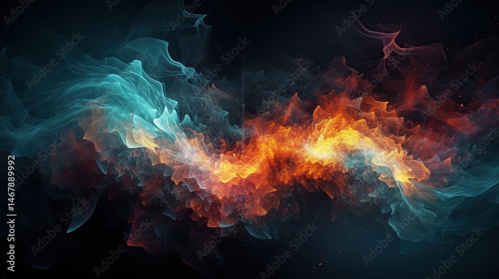 Fototapeta premium Abstract swirling, vibrant flames and smoke