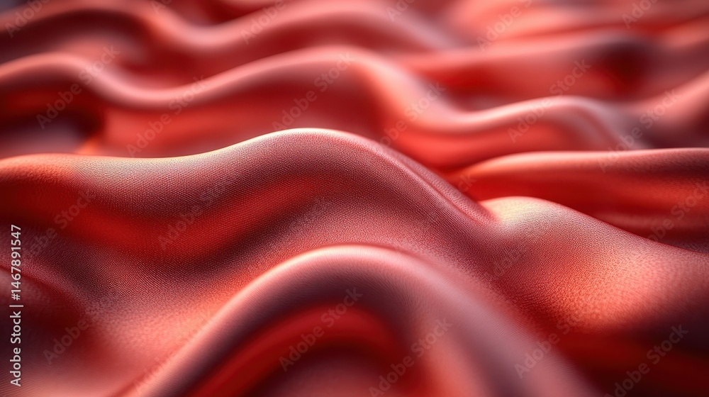 Fototapeta premium Cherry silk fabric with smooth curved flow