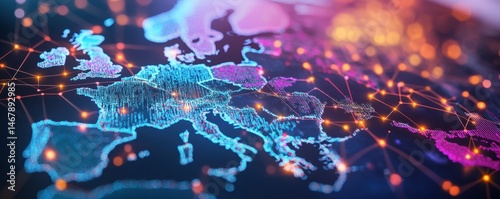 Europe Map Connection Network Digital Data