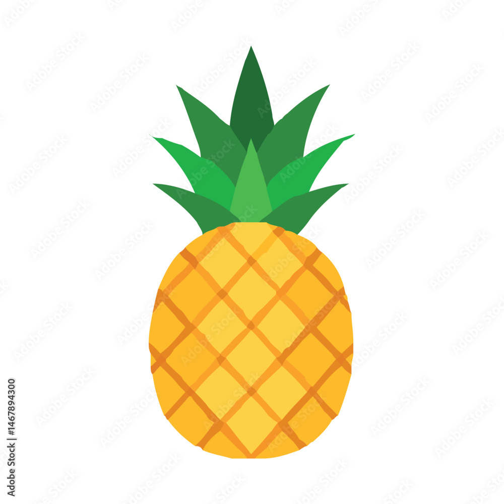 Illustration of a Yellow Pineapple with Green Leaves Illustration of a Yellow Pineapple with Green Leaves