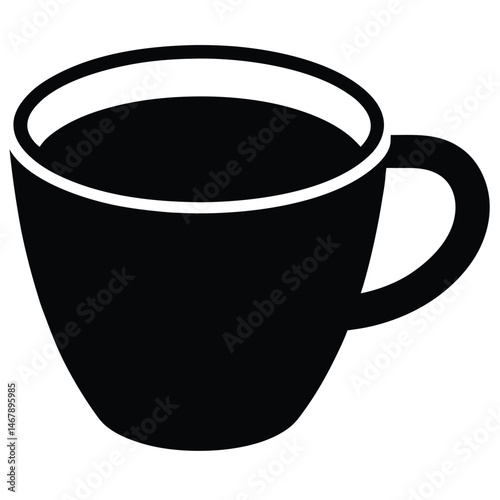 A black cup filled with dark liquid sits ready to be enjoyed