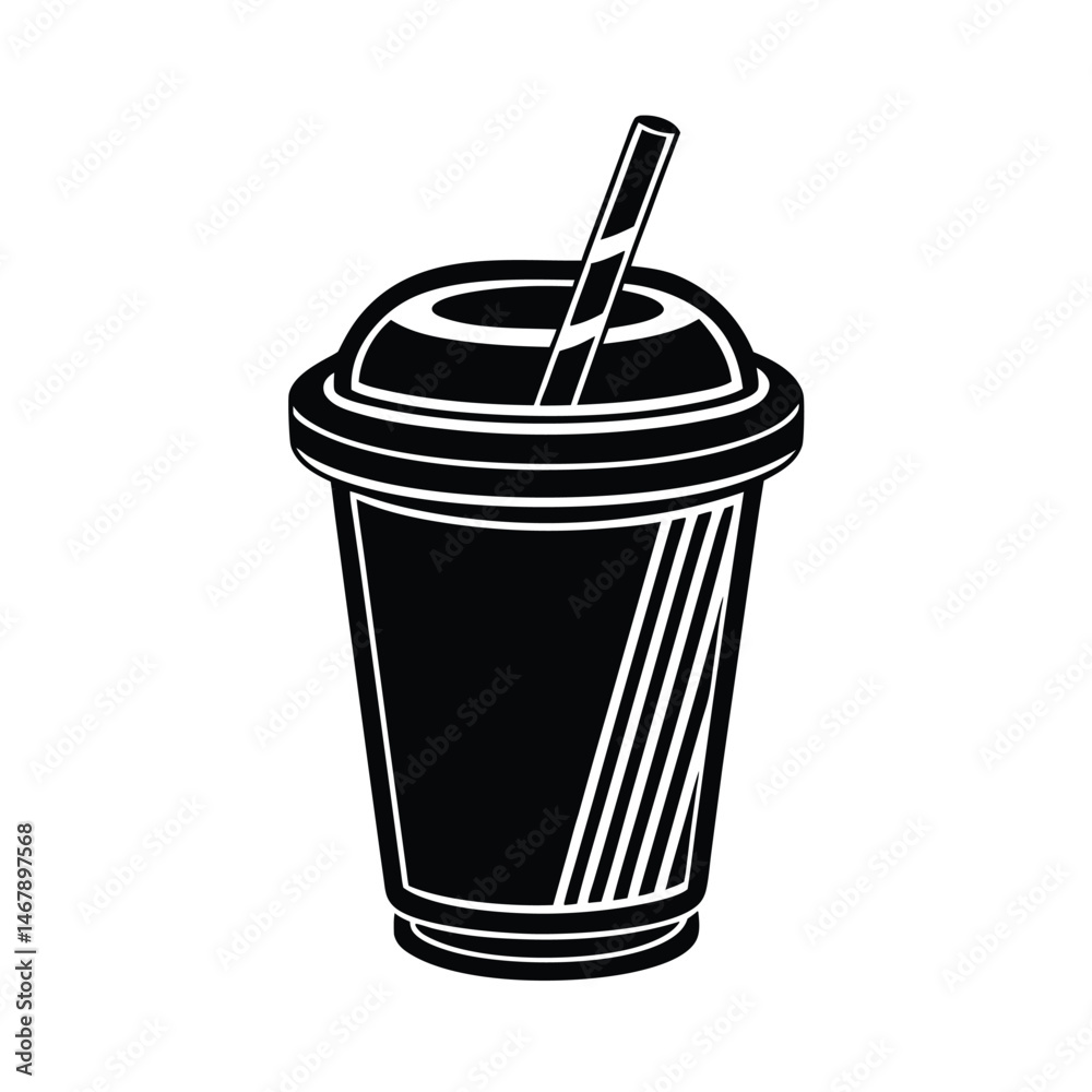 paper cup with straw vector icon art silhouette paper cup with straw vector icon art silhouette