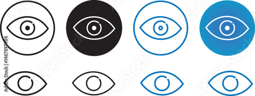 eye icon  vactor set. vision icon line art, eyesight symbol sign, Set vectors of eye. black icon isolated on transparent vactor,
