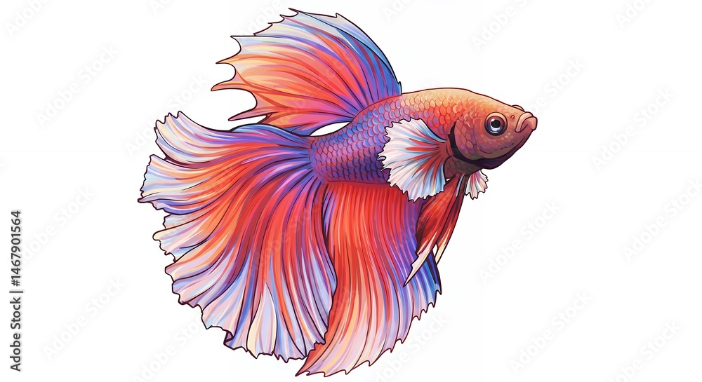 Fototapeta premium Vibrant betta fish illustration