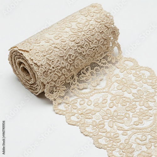Roll of Beige Floral Lace Trim