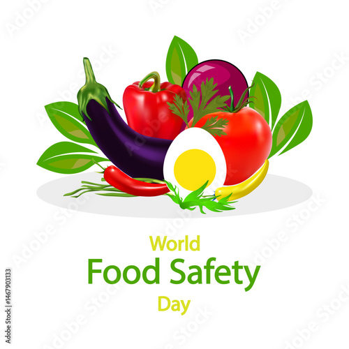 Food safety world day vegetables, vector art illustration.