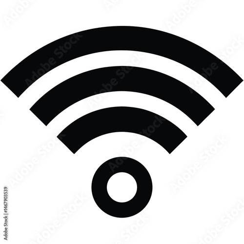 Bold wifi icon shows black waves emanating from a solid circle below them
