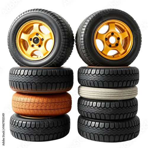  A set of summer wheels, tires and discs a stack of isolates.on white background (1).png