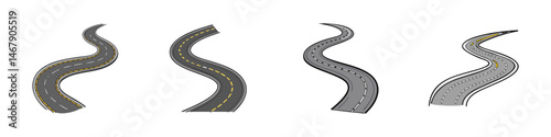 Different styles of winding roads showcase creative vector design elements