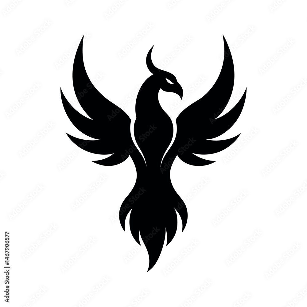 Fototapeta premium Phoenix Reborn Tattoo Silhouette Vector Illustration