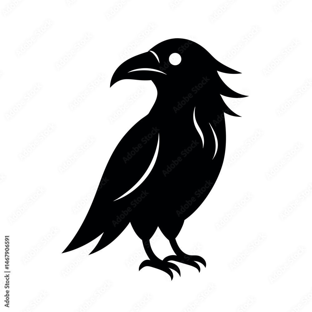 Fototapeta premium Raven Call Tattoo Vector Silhouette Black Design