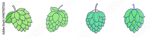 Cartoon hops variations set, perfect for brewery design or packaging art