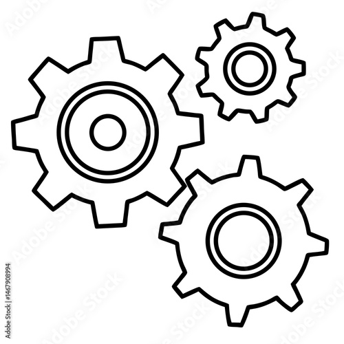 Gears illustration, industrial style, engineering concept, black and white, copy space