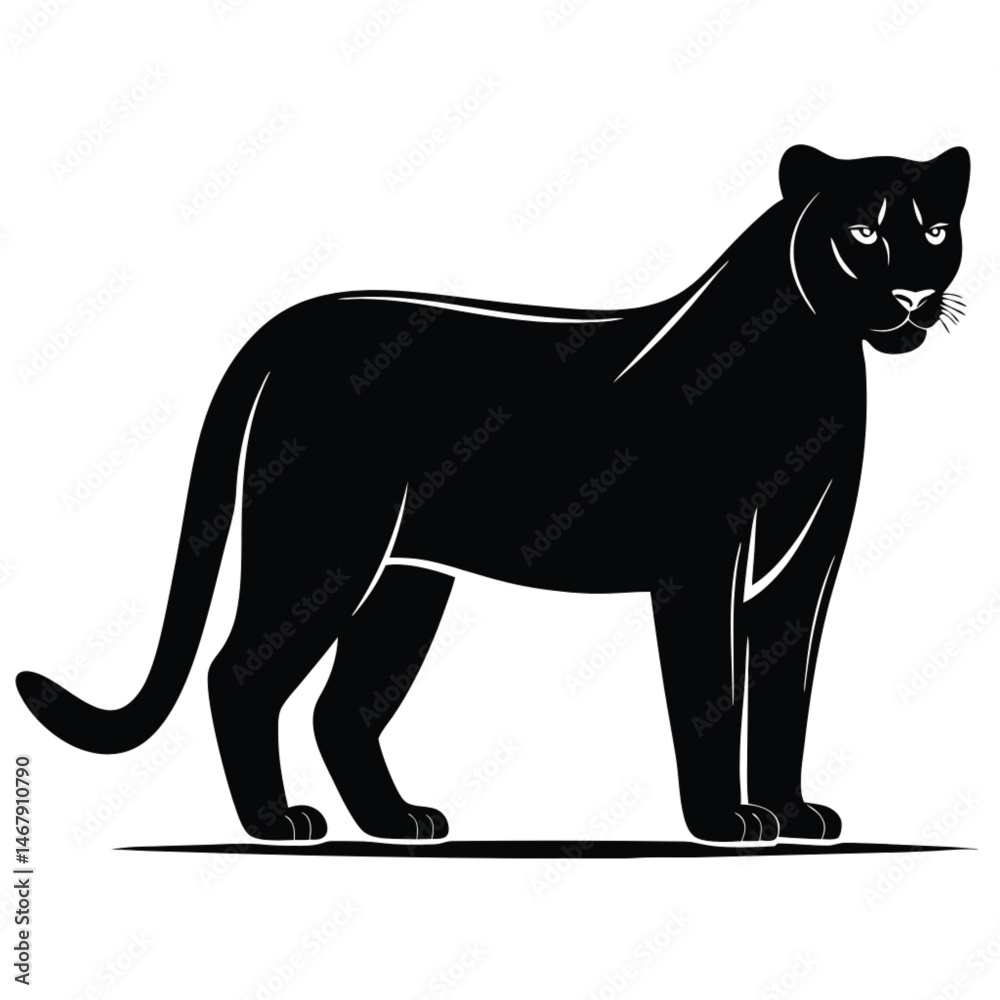 Obraz premium Majestic Black Panther Silhouette Fierce Grace of a Wild Cat in Profile