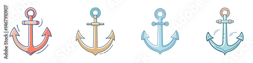 Colorful Array of Maritime Anchors for Nautical Designs and Ocean Related Projects