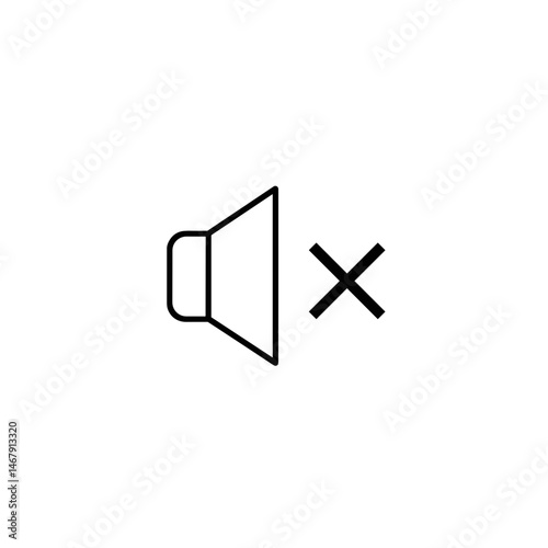 Mute icon black and white with speaker and cross symbol