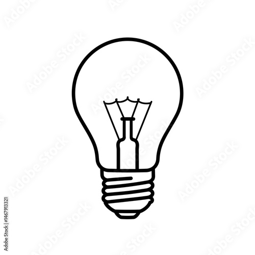 Lightbulb icon black and white with visible filament