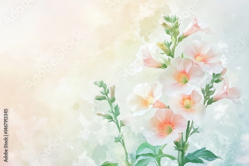 Delicate floral illustration with soft pastel hues.