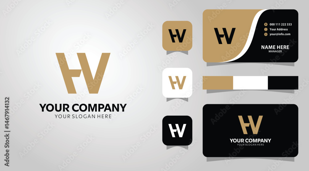 Obraz premium Elegant HV logo design perfect for branding business cards and stationery evokes sophistication and professionalism