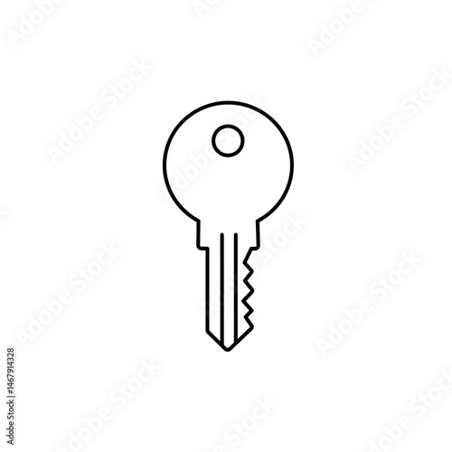 Key icon black and white with jagged edge teeth