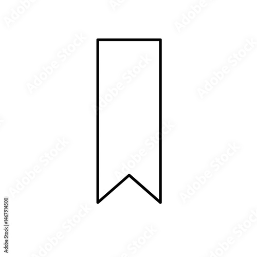 Bookmark icon black and white with downward pointed end