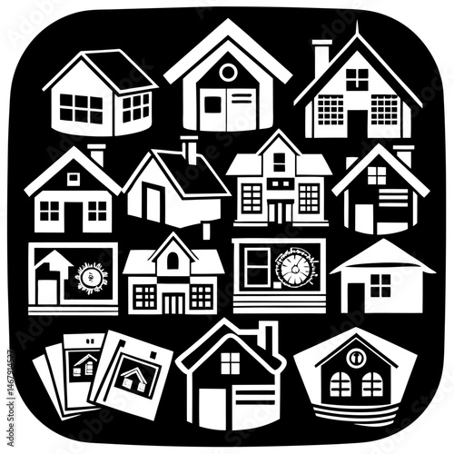House and building vector icons set.