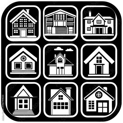 House and building vector icons set.
