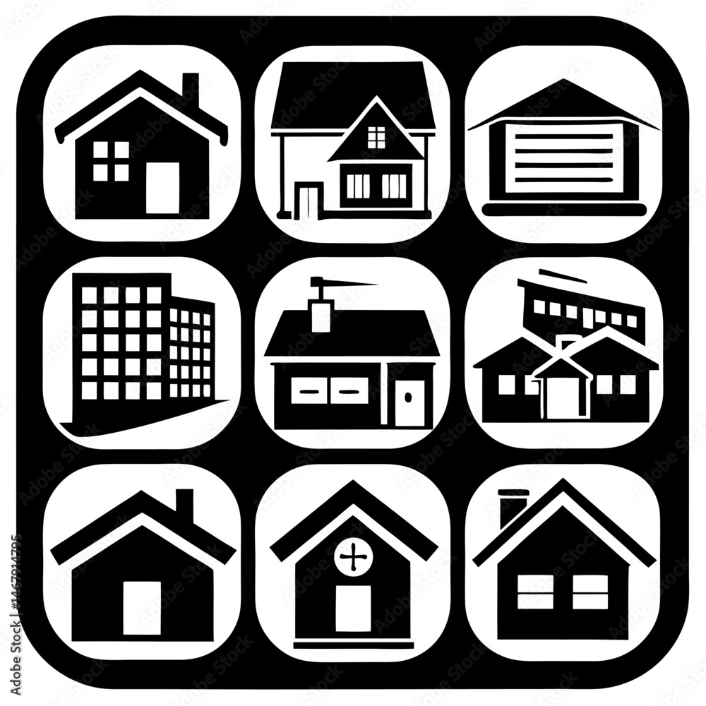 Fototapeta premium House and building vector icons set.