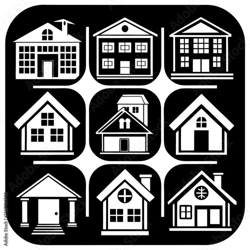 House and building vector icons set.