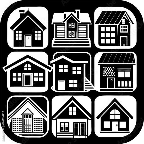House and building vector icons set.