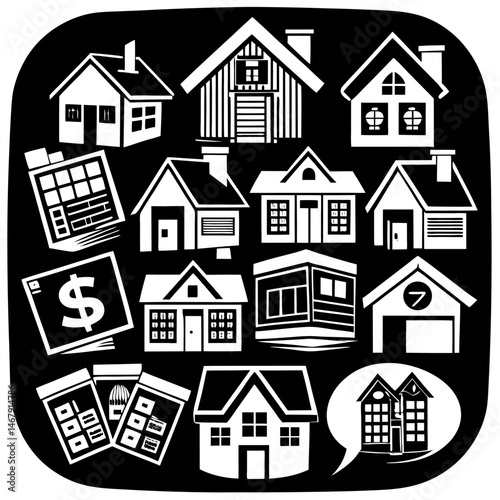 House and building vector icons set.