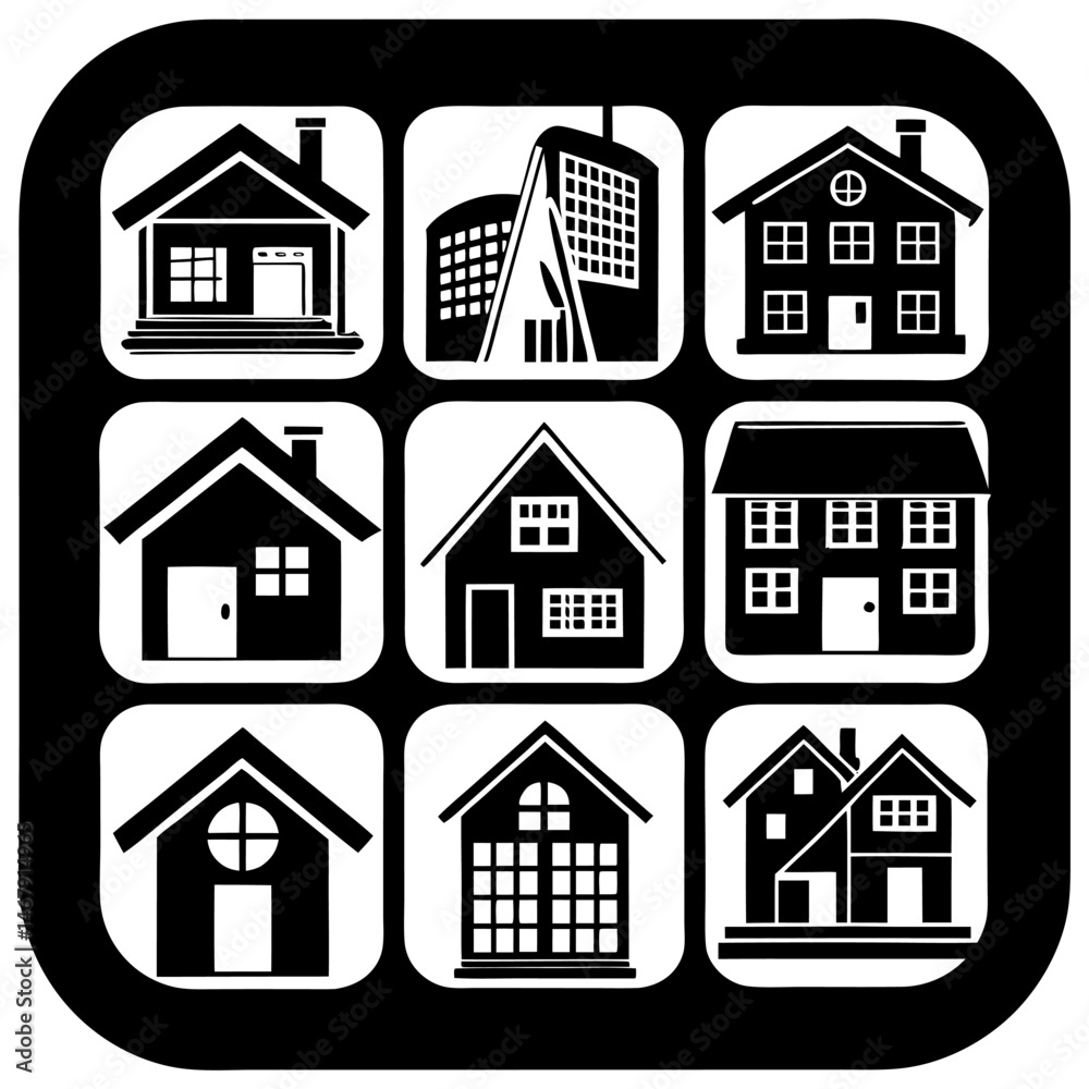 Fototapeta premium House and building vector icons set.