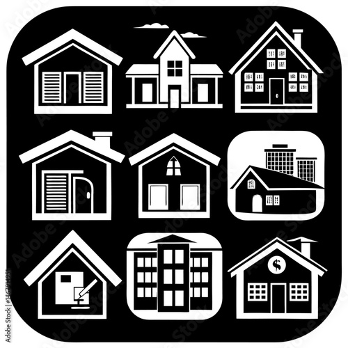 House and building vector icons set.