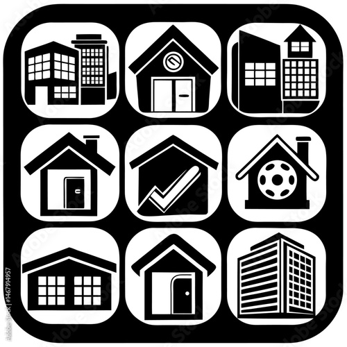 House and building vector icons set.