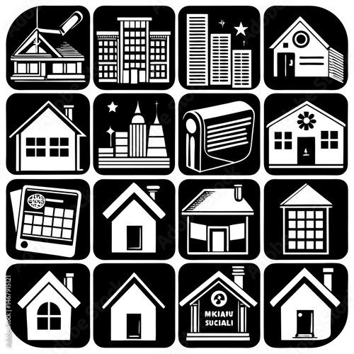 House and building vector icons set.