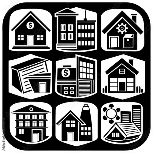 House and building vector icons set.