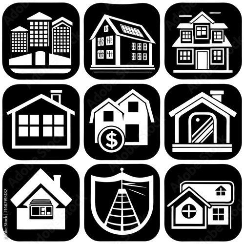 House and building vector icons set.
