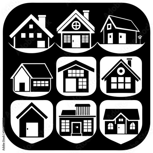 House and building vector icons set.