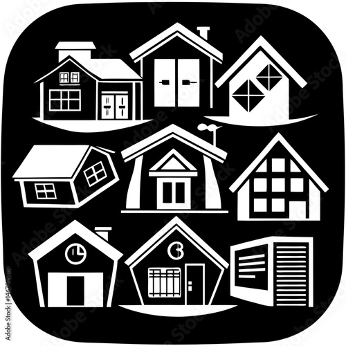 House and building vector icons set.