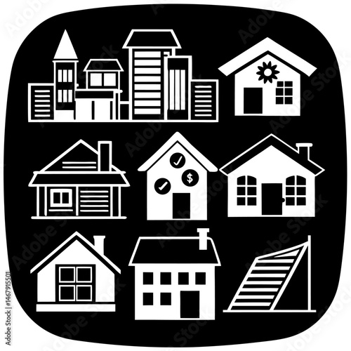 House and building vector icons set.